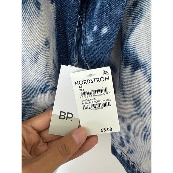 BP. Oversized Blue Bleached Wash Denim Jacket XS NWT Nordstrom - Picture 2 of 7